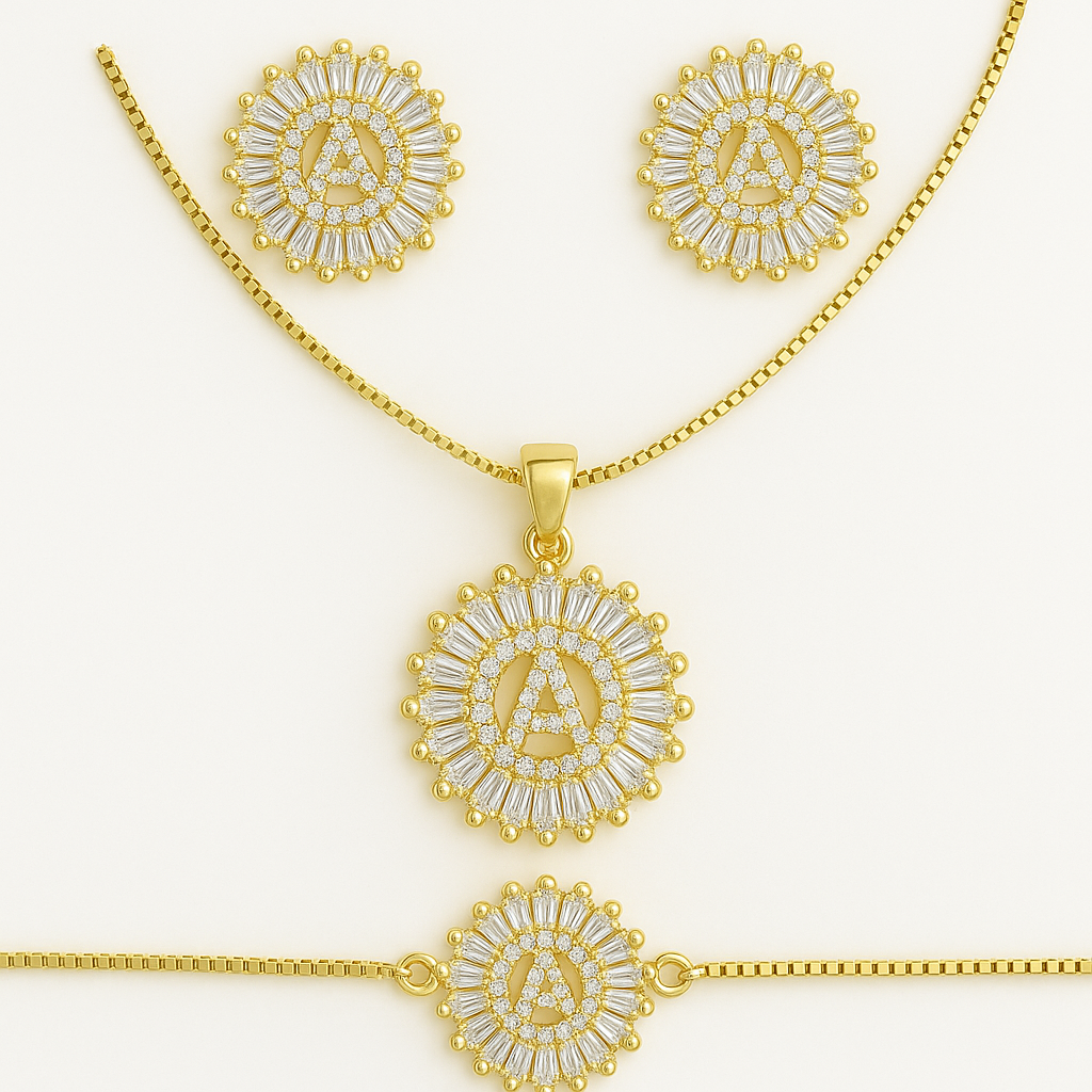 Zirkonia sieraad set - initialen